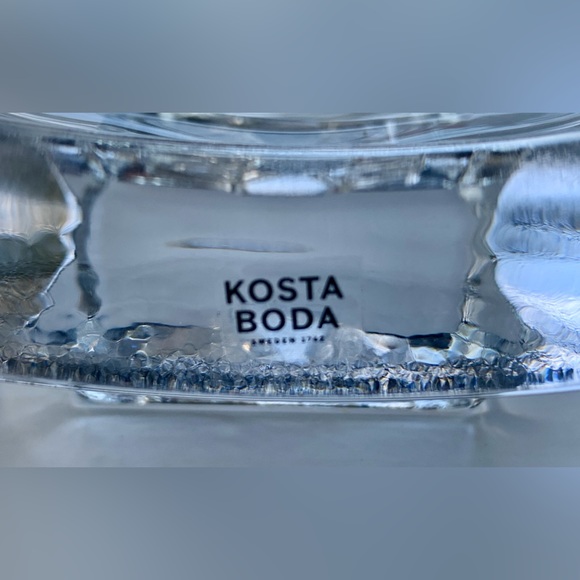 Kosta Boda "Live" Square Footed Thick Concave Glass Trinket Dish Two Faces - Picture 4 of 9